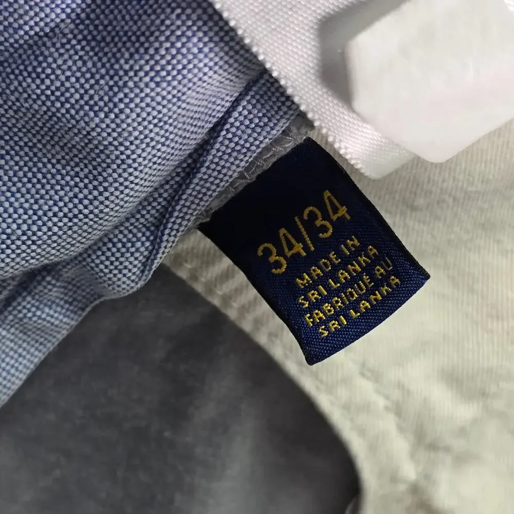 Polo Ralph Lauren Pants Mens 34x34 Light Gray Stretch Straight Fit Chinos Pony